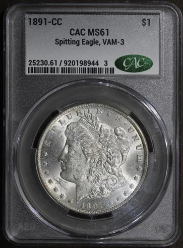 1891-CC (MS61 CAC) Morgan Silver Dollar $1 CACG - Spitting Eagle