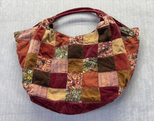 Faded Glory Y2K Boho Patchwork Slouchy Hobo Shoulder Bag Wine Red Double Handle