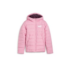 PUMA Essentials Hooded Padded Full Zip Jacket Youth Boys Pink Casual Athletic Ou