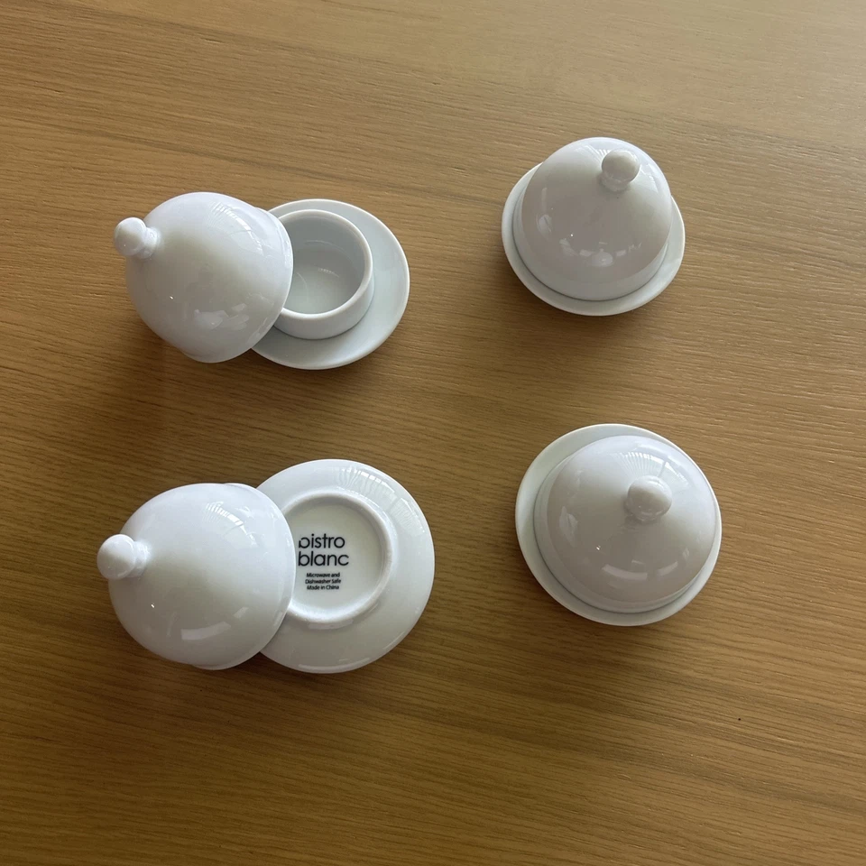 Home White Individual Dome Covered Butter Dish for 1 Place Setting - Image 2 of 3