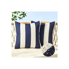 Allorry Outdoor Pillow Covers 18x18 Set of 2 18" x Pack 2 , Navy Blue