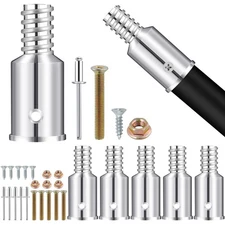 6Pcs Threaded Tip Replacement, Broom Handle End, Ultra Repair Kit, Metal