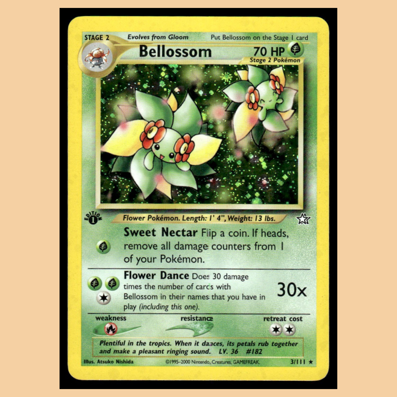 Bellossom #3 2000 Neo - Genesis Stage 2/Rare Holo Pokemon Card EX