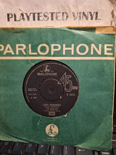 THE BEATLES LADY MADONNA PARLOPHONE UK 7" VG++  VINYL SINGLE RECORD