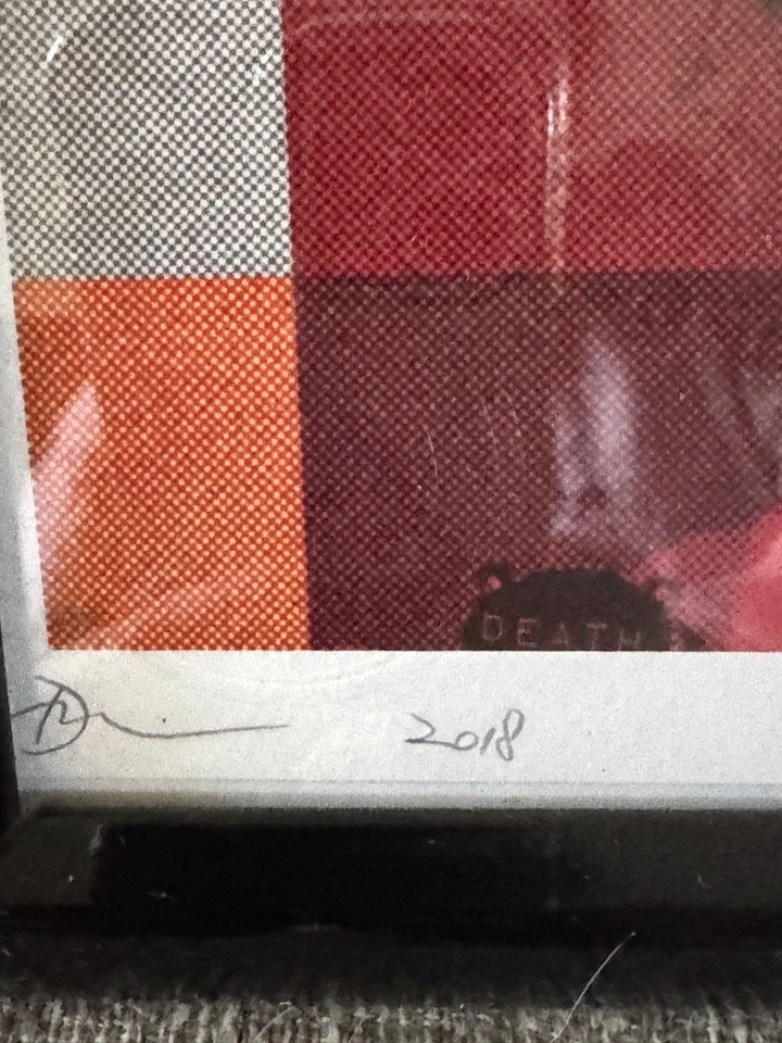 Arte pop anime DEATH NYC firmado a mano impresión grande certificado de autenticidad enmarcado 14x20 pulgadas Foto 3 de 4