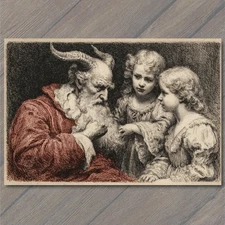 Art Print Krampus Children Talking Horned Santa Christmas Folklore Dark Holiday