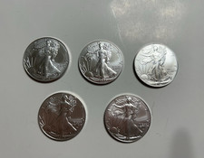 2023 1 oz .999 Fine American Eagl e BU Lot of 5