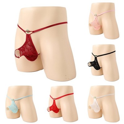 Sinnlicher niedriger Spitzen-String-Tback-Tanga Slip für Männer sexy Höschen