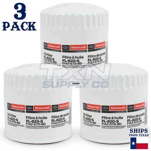 3 Pack Motorcraft FL-820-S Engine Oil Filter FL820S F1AZ-6731-BD - Picture 1 of 3