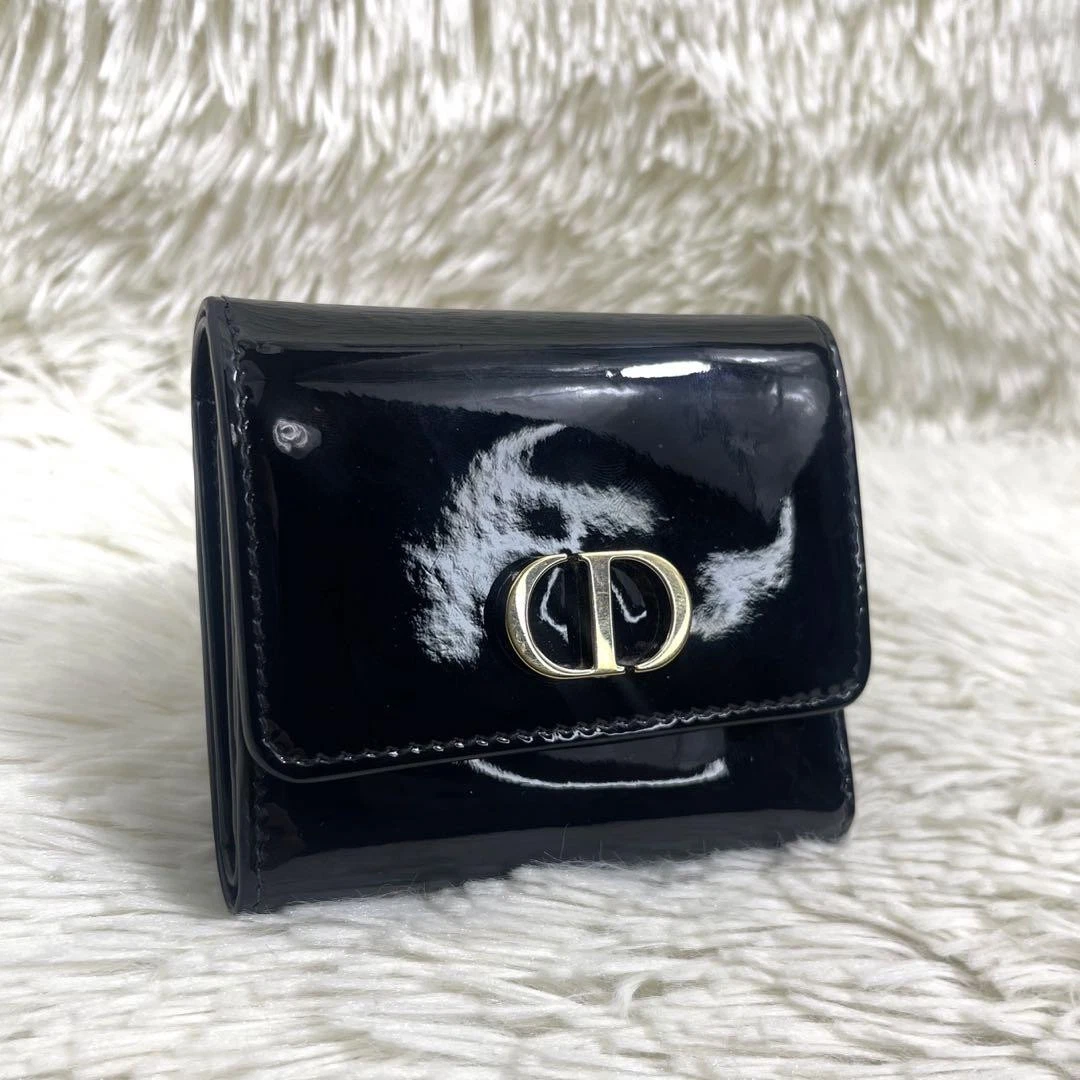 Authentique portefeuille Christian Dior triple pli avec logo CD matelassé