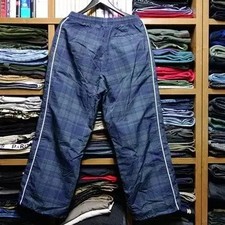 Zara Contrast Check Technical Jogger Pants Green M 31 