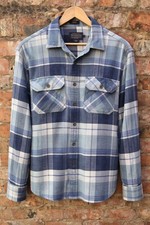 Pendleton Burnside Plaid Flannel Shirt Men’s L Blue Check Cotton Lumberjack