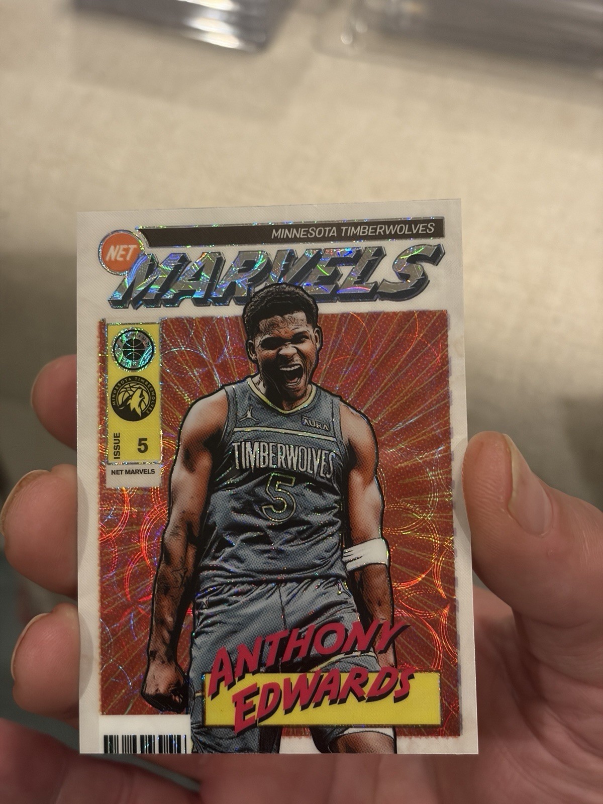 2023-24 Panini Nba Hoops Premium Stock - Retro Net Marvels Anthony Edwards #27