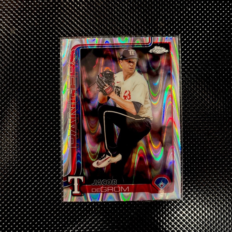 2025 Topps Chrome #214 Jacob deGrom RayWave Refractor Texas Rangers