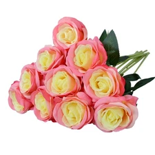 10pcs Rose Red Rose Artificial Flower,Artificial Rose Silk Flower 50cm Fake R...