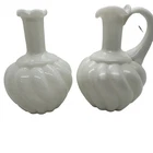 Vintage Fenton Milk Glass Swirl Vanity Pitcher & Perfume Bottle No Tops Spiral