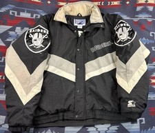 Vtg Los Angeles Oakland Raiders 90s STARTER puffer Al DAVIS jacket NFL Pro XL