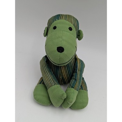 Bin House Cloth Monkey Chimp Plush Green Stripes 8 Inch Stuffed Animal Toy