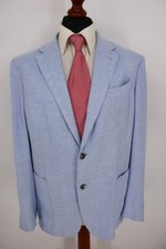 Ermenegildo Zegna Crossover Sakko Gr.54 Schurwolle Flachs Seide Blau Top Zustand