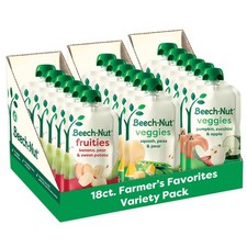 Beech-Nut Baby Food Pouches Variety Pack, NEW Farmers Favorites Fruit Veggie