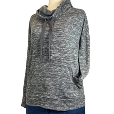 90 Degree by Reflex Hoodie Heathered Gray Thumb Holes Cozy Athleisure Size Large