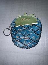 Handmade Leader Pineapple Zip Coin/change Purse Hawaii Souvenir Blue Green
