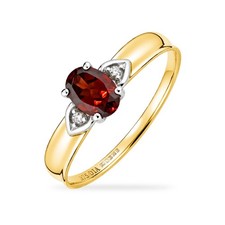 9ct Yellow Gold Garnet and Diamond Engagement Ring with Diamond Shoulders