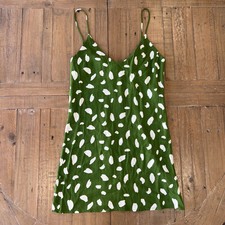 Reformation Ventura Green Spotted Mini Slip Dress Womens’s XS 