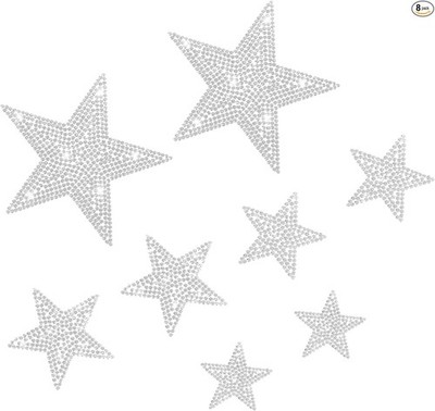 Silver Star Stickers, 8PCS Bling Rhinestone Decals for Car Bumpe Color: Silver