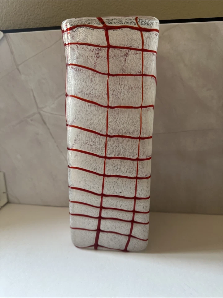 jarrón cristal rojo y blanco Foto 2 de 4