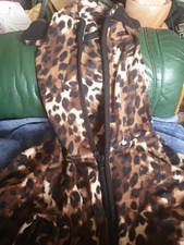 Hooded With Ears Leopard Print All In One Size 16/18