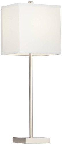 Franco Modern Table Lamps 26 1/2" High Set of 2 Brushed Nickel USB Port Bedroom - Picture 6 of 8