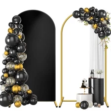 Metal Arch Backdrop Stand with Black Cover 7.2ft Wedding Arch Kit
