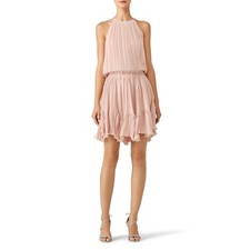 Halston Heritage Pleated Blouson Mini Dress Blush Pink Size 2