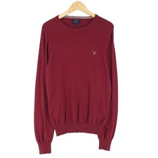 Gant Men Jumper Sweater Red Cotton Wool Yv6 Size M