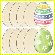 Large Size 7" Wooden Easter Ornaments to Paint, Egg Wooden DIY Blank Unfinish...