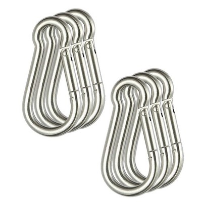 6 PCS 304 Stainless Steel Carabiner Spring Snap Hook for Keys Swing Set Campi...
