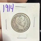Barber Quarter 1914 Silver 25C Philadelphia US Coin