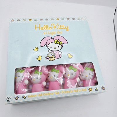 Hello Kitty Sanrio Easter Pink Bunny 10 Decorative String Lights RARE Vintage