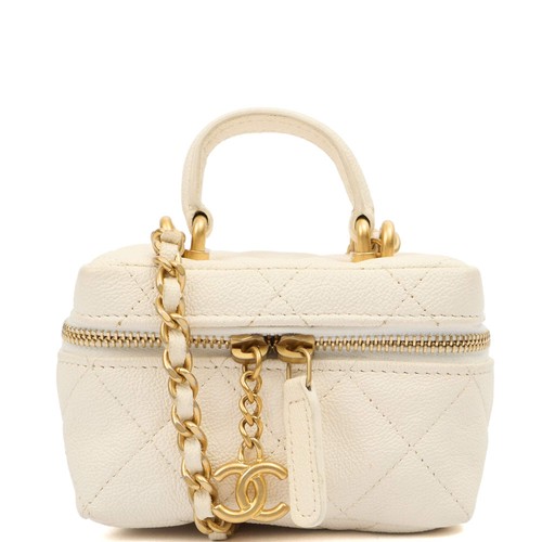 Chanel Cross Body Vanity - Small in White, Caviar Leather