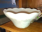 Vintage Anchor Hocking Milk Glass Harvest Grape Punch Bowl W/Scalloped Edges