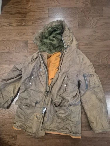 Vintage  N-3B Vietnam War Era Military Flight Jacket Fur Trim Parka