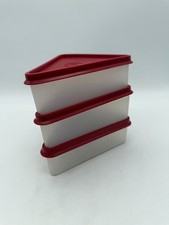 Set of 3 Vintage Tupperware Pre-Slice Wedge Keeper Containers #269 Red Lids