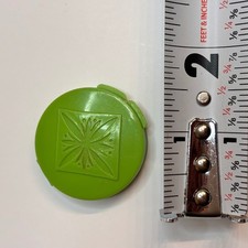 Vintage John's Pharmacy Round Green Pill Case Container Floral Design Top Flip