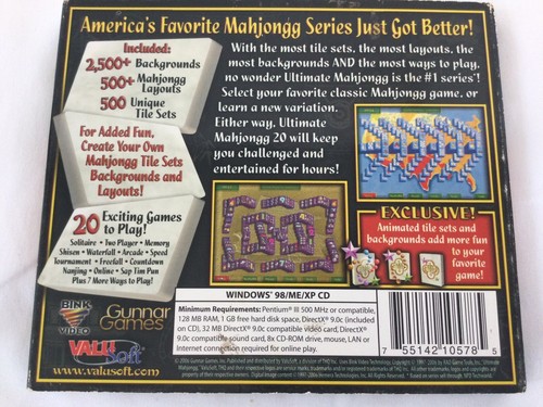 Vintage 2006 Ultimate Mahjongg 20 (PC CD) Disc In New Condition ...