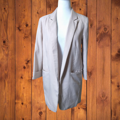 Missguided Women's Size 2 Blush Pink 3/4 Cuffed Sleeve Open Front Blazer