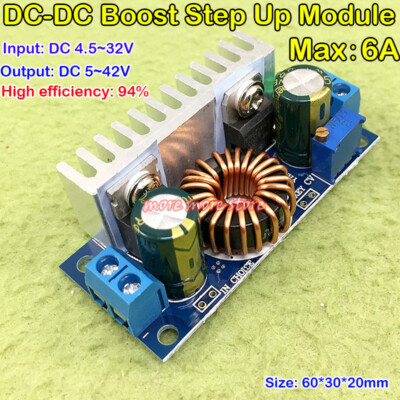6A DC-DC 5V-42V 12V Boost Module Adjust Volt Converter Car Notebook Power Supply