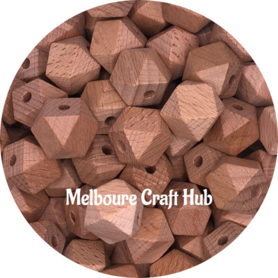 10 beads BEECH WOOD 17mm hexagon jewellery