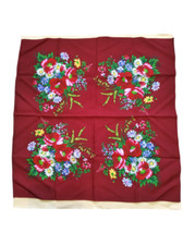 Vintage Wool Shawl, Retro, Floral Design, Retro, Traditional Scarf, Decor, Japan