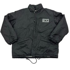 Vintage DIESEL Men's Logo Hooded Coach Jacket Lined Size Small Black Y2K 2000's